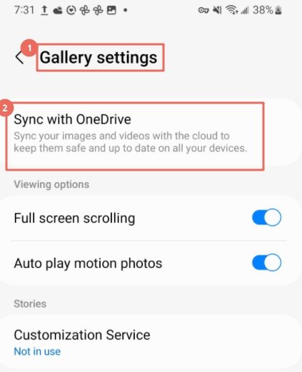 SamsungはOneDriveと同期します