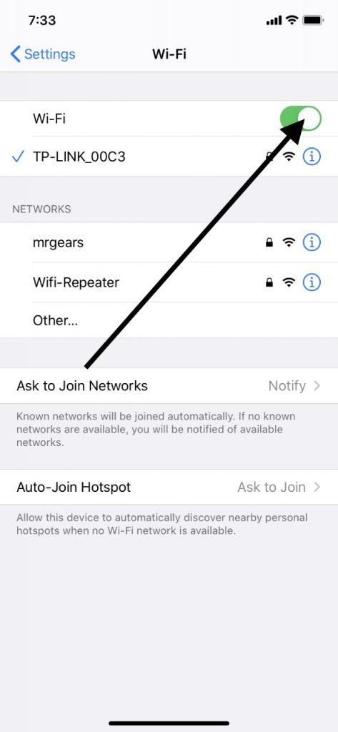 iPhoneが過熱する場合は、Wi-Fiをオフにします