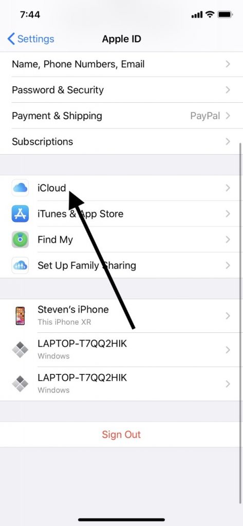 データ切り替えプロセスにはiCloudを使用します