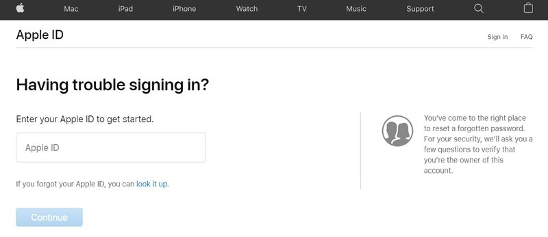 Apple IDのロックを解除します