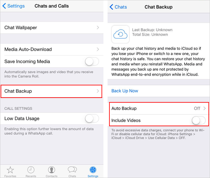 whatsappの写真やビデオをiCloudにバックアップする方法