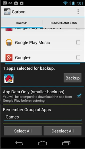 HeliumとしてのAndroidアプリケーションバックアップ