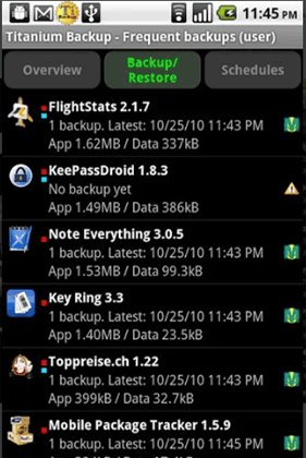 チタンバックアップを備えたAndroidスマートフォンのバックアップアプリ
