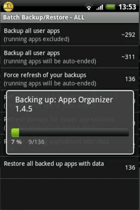 チタンバックアップを備えたAndroidのバックアップアプリケーション