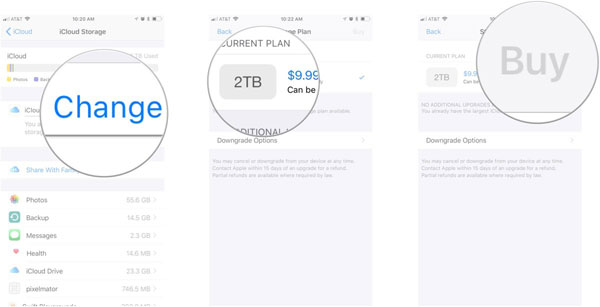iCloudドライブ用の購入スペース