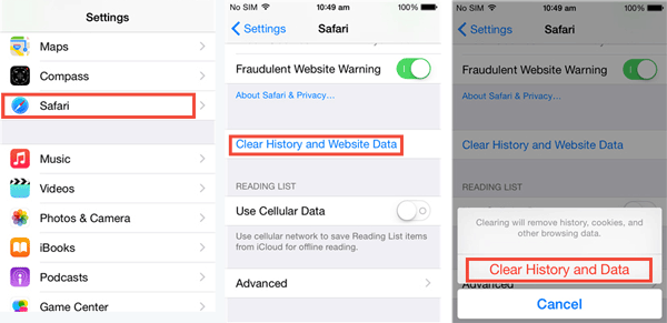 iPhoneを修正するためのクリア履歴とウェブサイトのデータはビープ音を保ちます