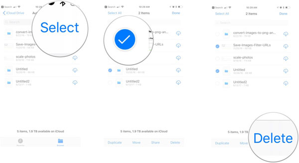 iCloudドライブのフォームフォームファイルを削除します