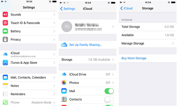 iCloudバックアップストレージを確認してください