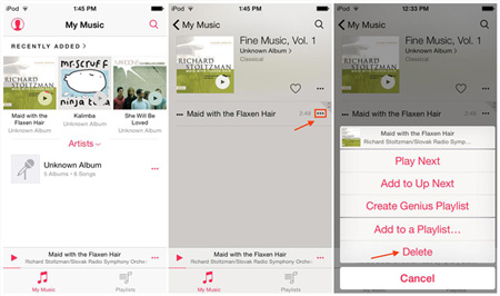 音楽アプリでiPodから曲を削除する方法