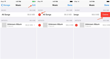設定アプリを使用してiPodから曲を削除する方法