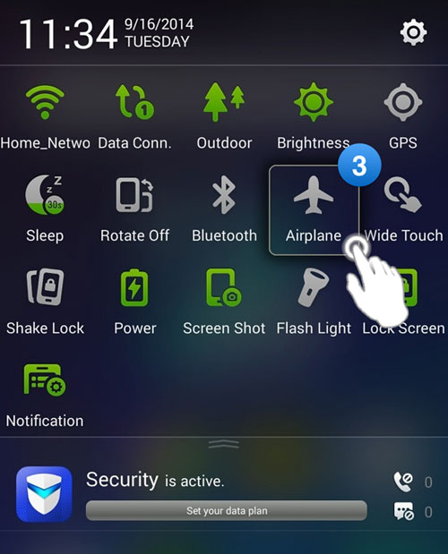 Androidで飛行機モードをオンとオフにします