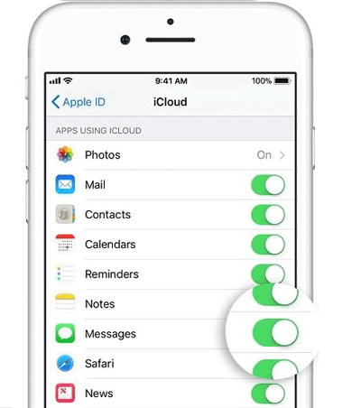 iCloudでメッセージを有効にします