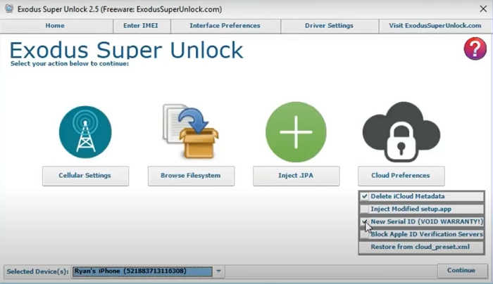 Exodus SuperLock Unlock delete icloudメタデータを削除します