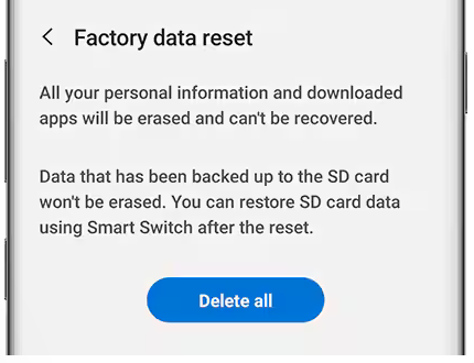 ファクトリーリセットAndroid電話