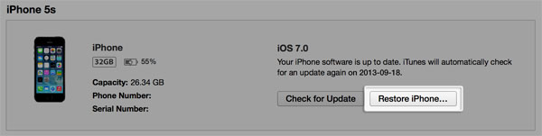 iTunes経由でiPhoneをフォーマットします