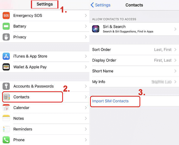 SIMからインポートして更新した後、iPhoneの失われた連絡先を修正