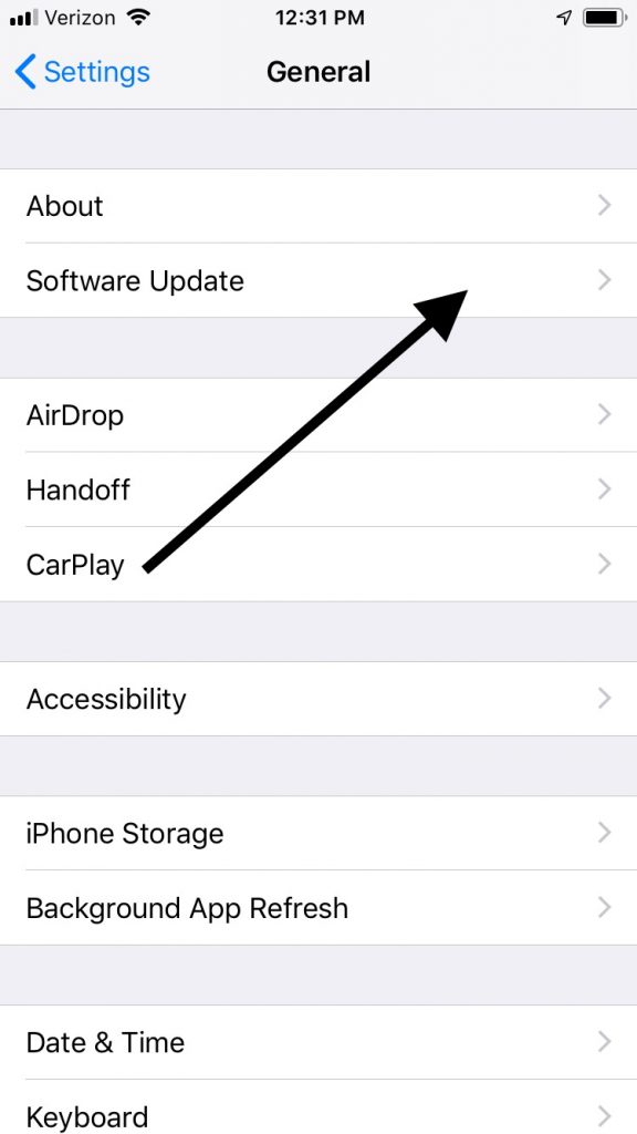 iOSソフトウェアアップデート