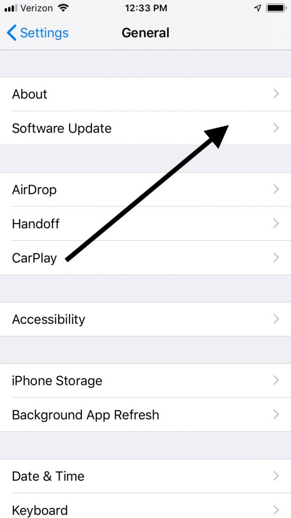 iPhoneスタックボタンのiOSアップデート