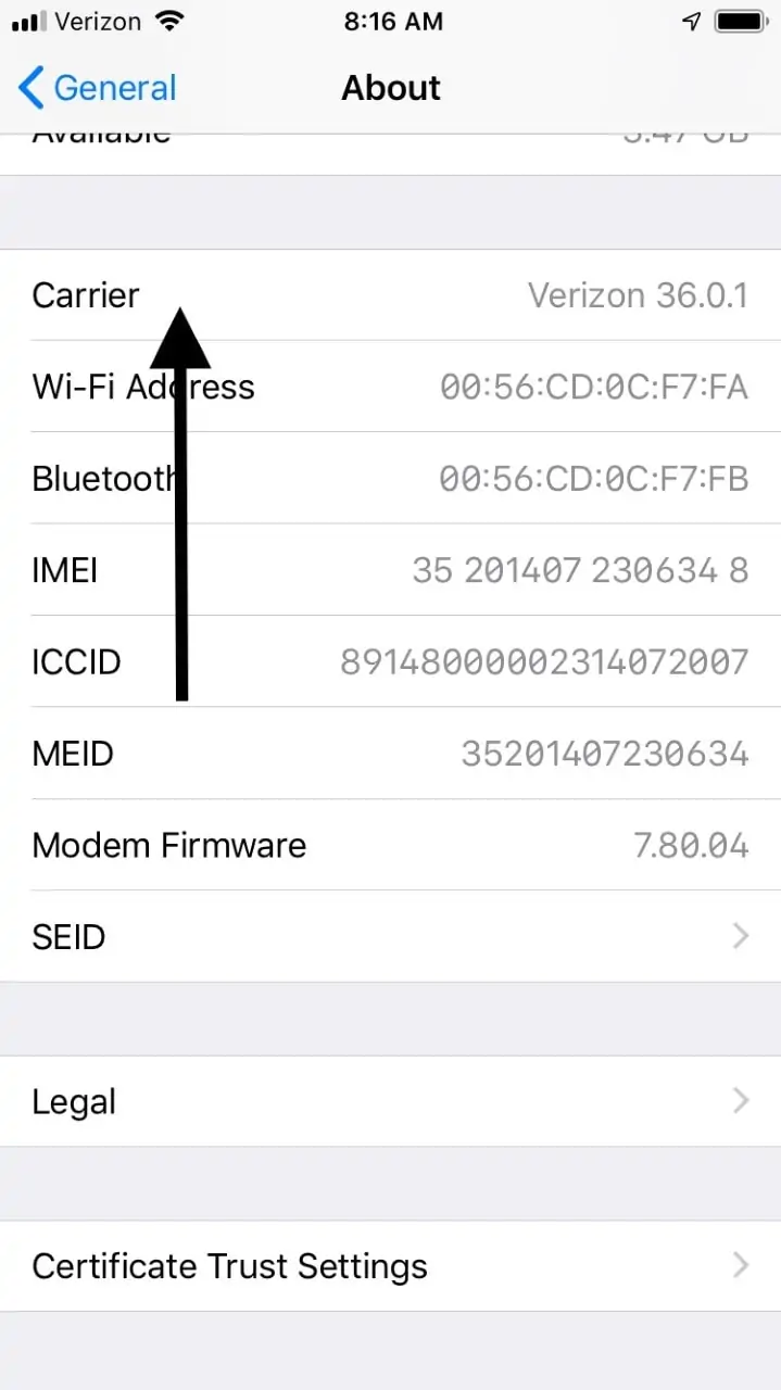 iPhoneキャリアの更新 
