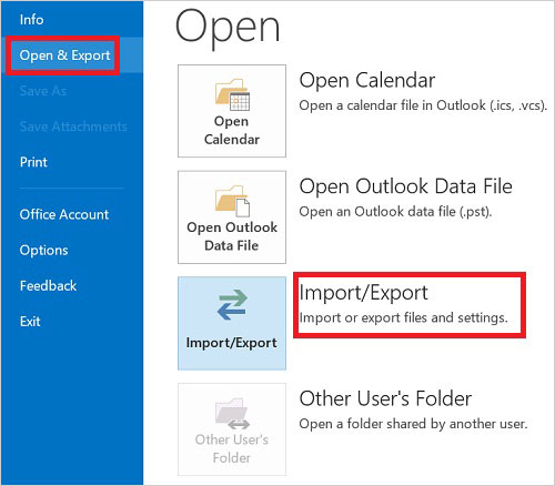 Outlookを使用してVCFを開きます