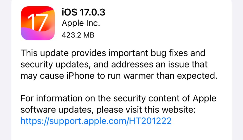 iOS 17.0.2過熱