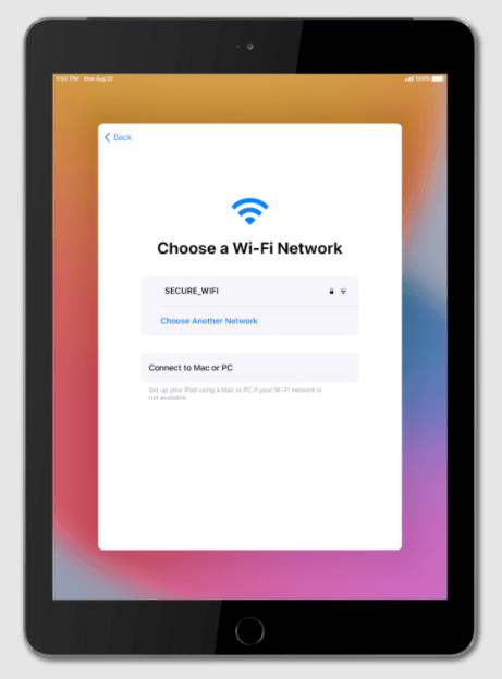iPad WiFiネットワークを選択します