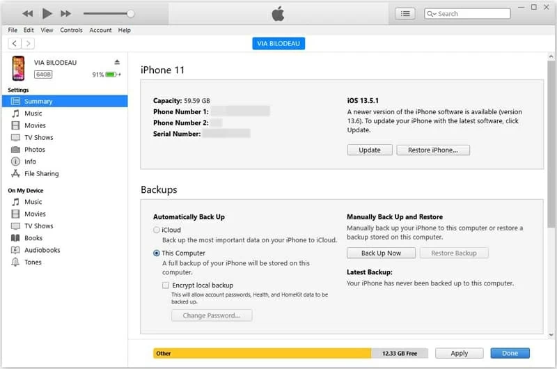 iPhoneをバックアップして、iTunesで更新します