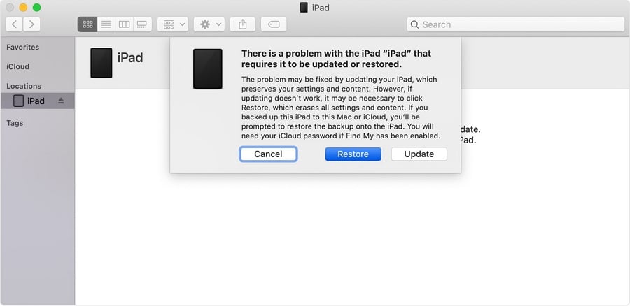 回復モードでiPadを復元します