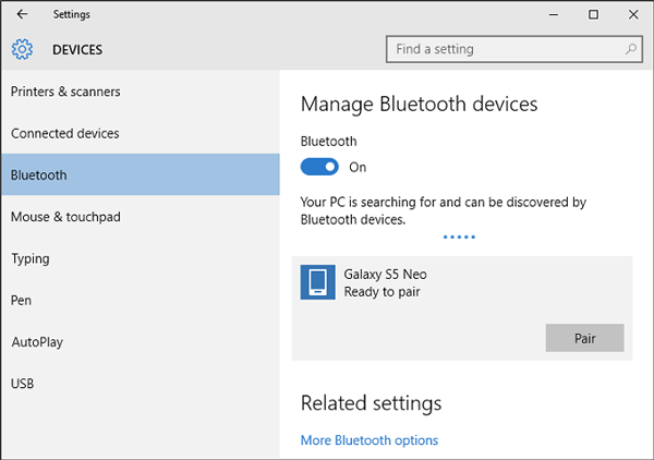 PCとAndroidでBluetoothをオンにします