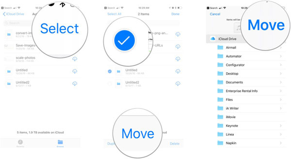 iCloudドライブでファイルを移動する方法