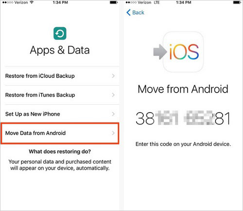 iOSへの移動を介したOnePlusからiPhoneデータ転送