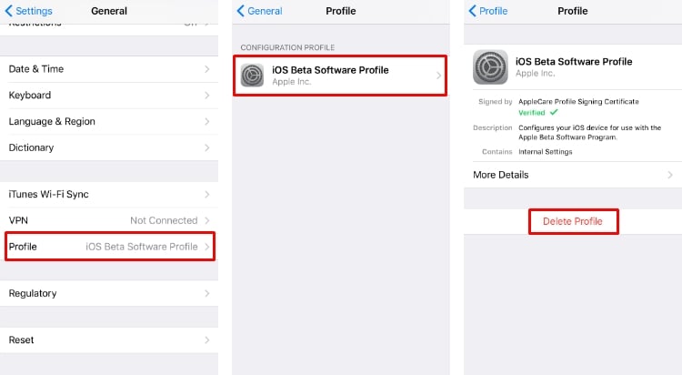 iPhoneの更新のチェックに立ち往生するiOSベータ版プロファイルを削除する