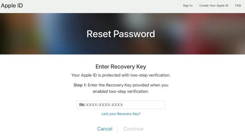iforgotのリカバリキーでApple IDをリセットするApple com