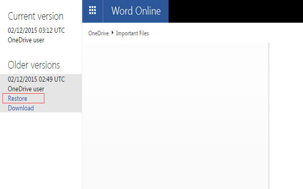 OneDriveからデータを復元します