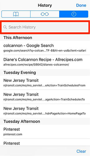 Safari History iPhoneを検索します