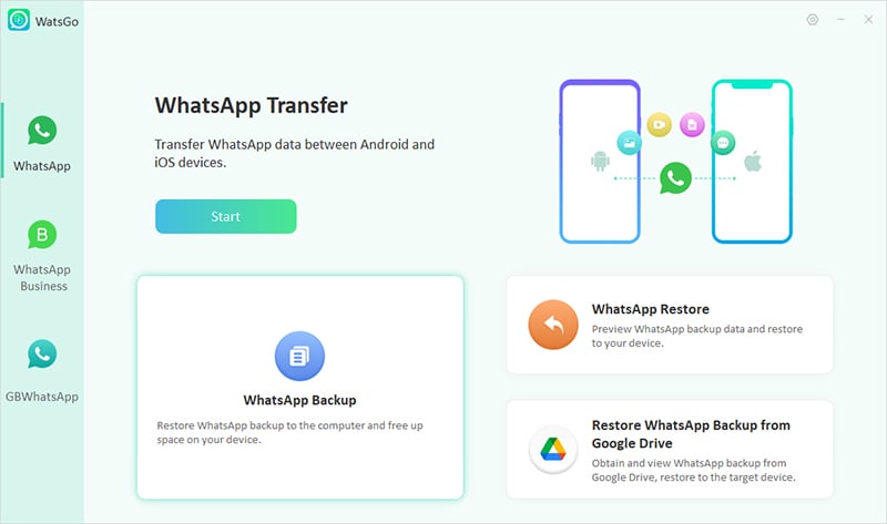 Watsgo Guide -WhatsAppバックアップを選択します