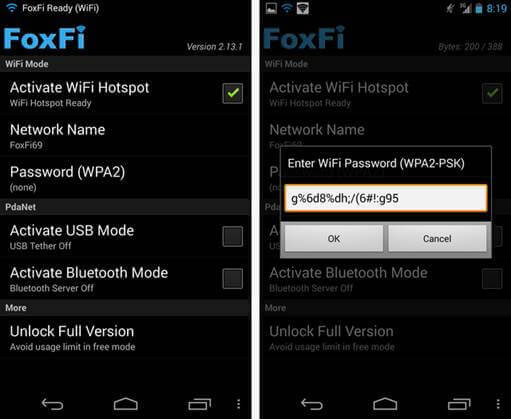WiFiホットスポットをアクティブにします