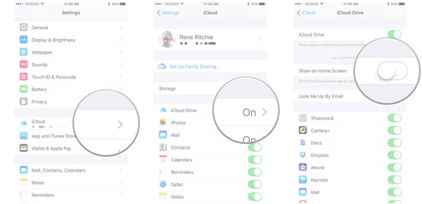 ホーム画面にiCloudドライブを表示する方法