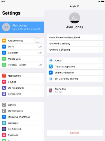 iPad miniでiCloudアカウントにサインアウトします