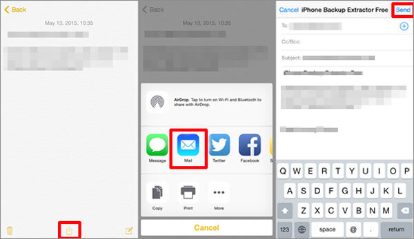 電子メールを使用してiPadからAndroidにデータを転送します