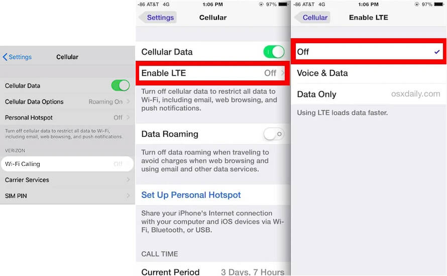 wifi呼び出しとlte iPhoneをオフにします