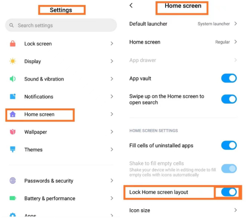 Redmiのホーム画面のロックを解除します