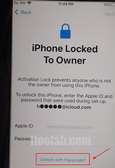 PassCodeを使用して所有者にロックされたiPhone