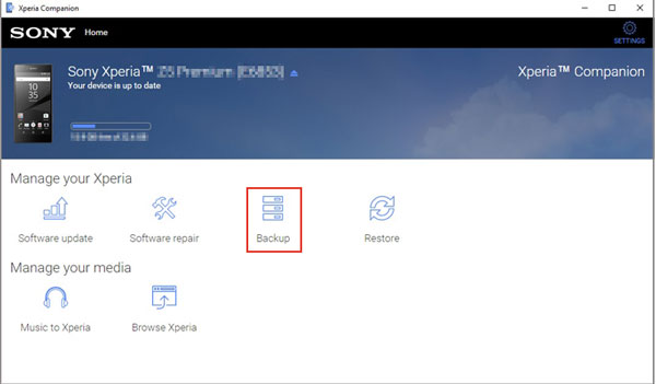 Xperia Companionをインストールして起動します