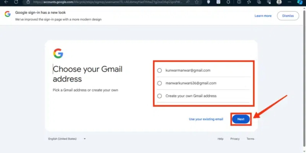   Googleメールを入力してください